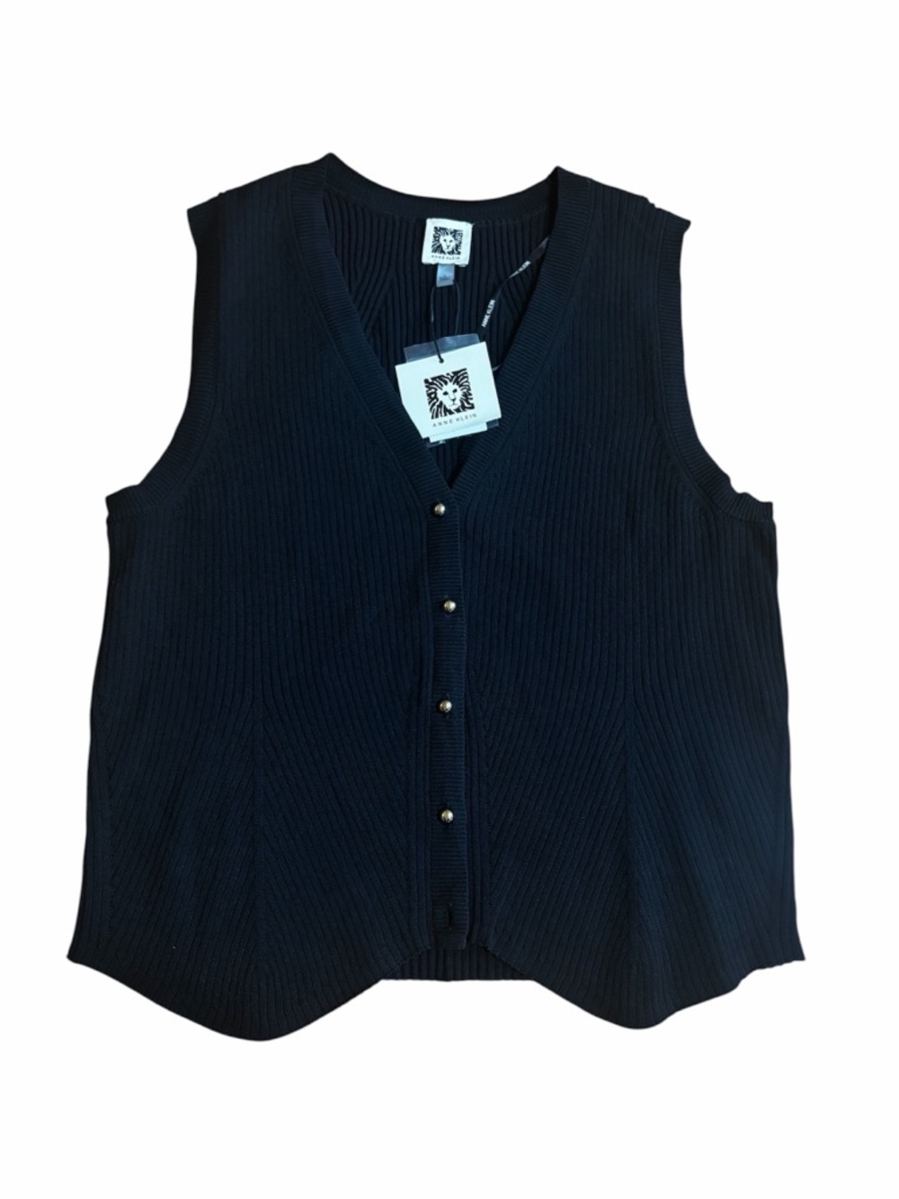 414. Anne Klein L Fitted Direction Rib Sweater Vest NWT